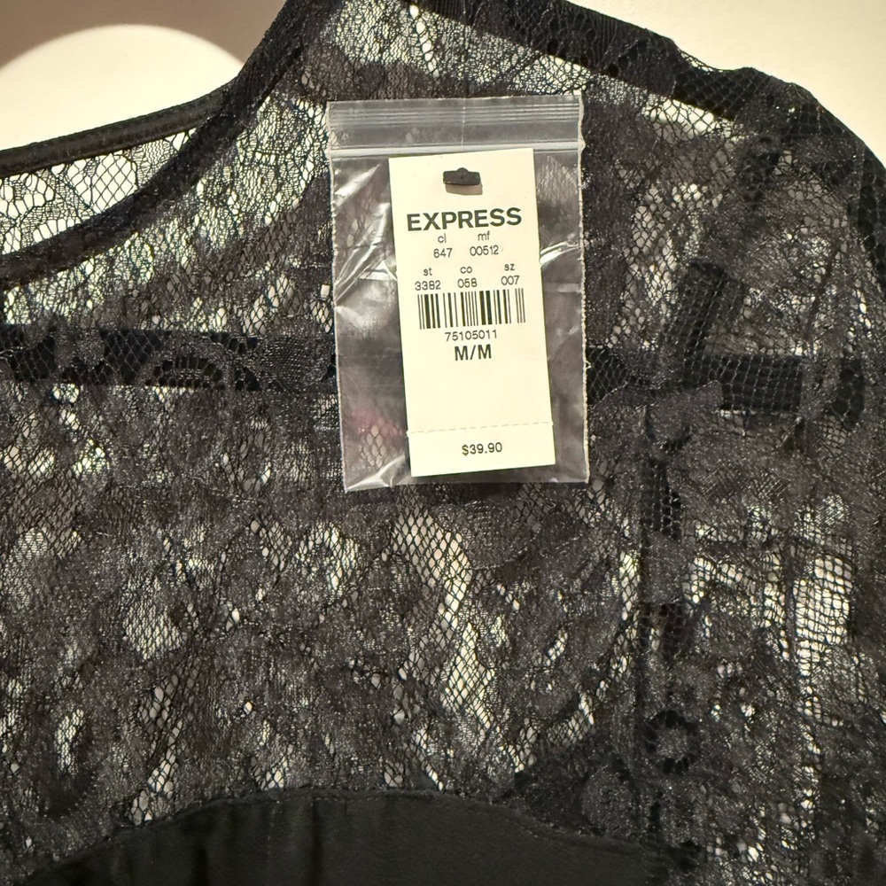 Express Black Lace Detail Blouse - Picture 2 of 4